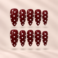 Ruby Polka – Burgundy Polka Dot Almond Press-On Nails