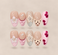 Blush Mélange – Pink Floral & Patterned Almond Press-On Nails