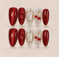 Cherry Amour – Red Cherry & Bow Almond Press-On Nails