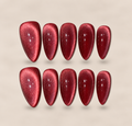 Velvet Rouge – Red Cat Eye Almond Press-On Nails