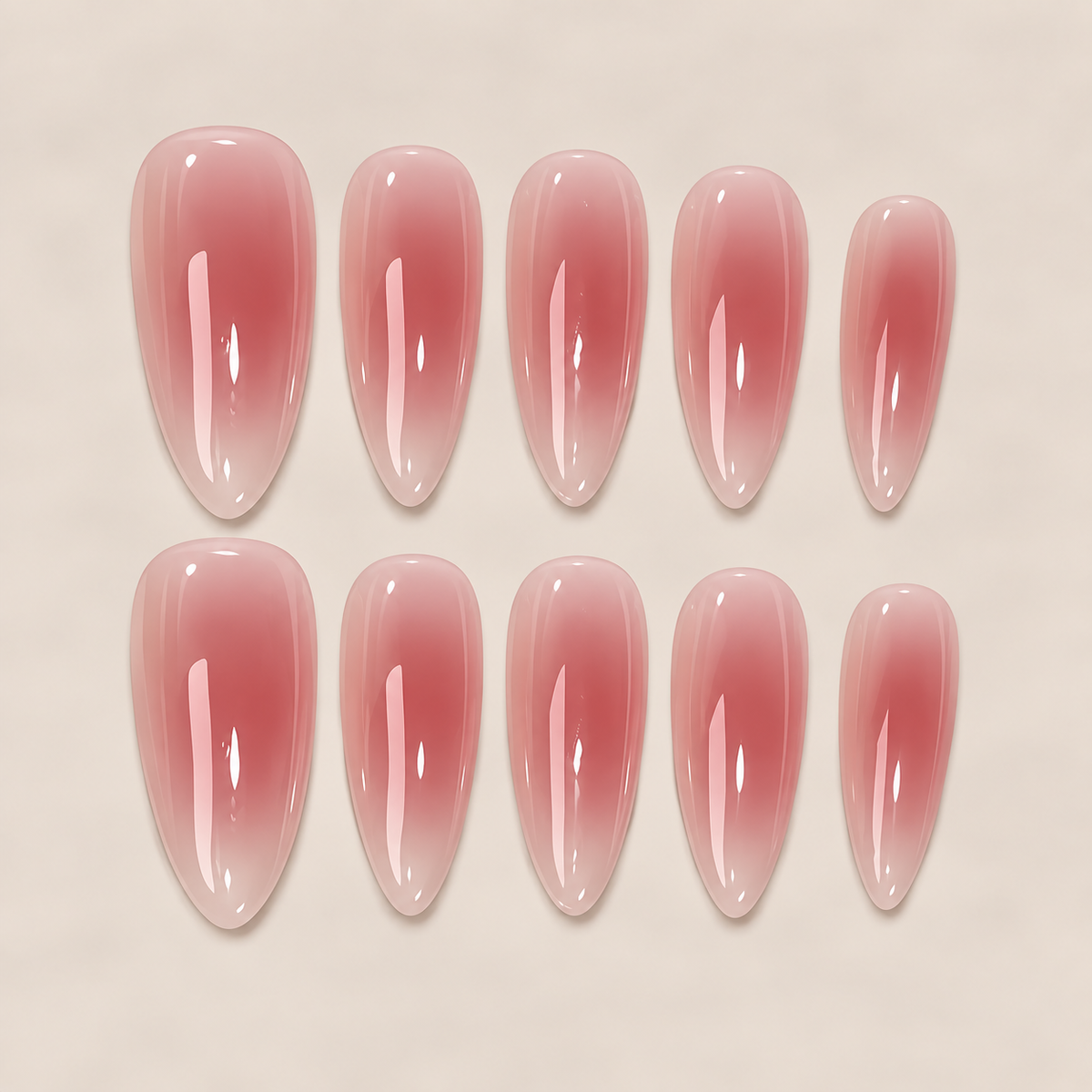 Rosé Veil – Pink Ombré Almond Press-On Nails