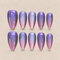 Amethyst Glow – Purple Pink Cat Eye Almond Press-On Nails
