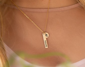 Personalised 14k Gold plated Custom plate and 9mm disc Arabic/ English name Necklace