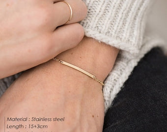 14k Gold plated Curved Skinny Bar Bracelet