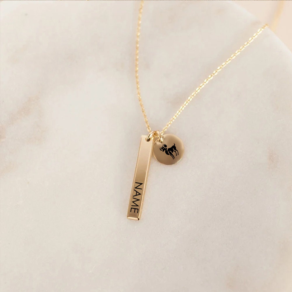 Personalised 14k Gold plated Custom plate and 9mm disc Arabic/ English name Necklace