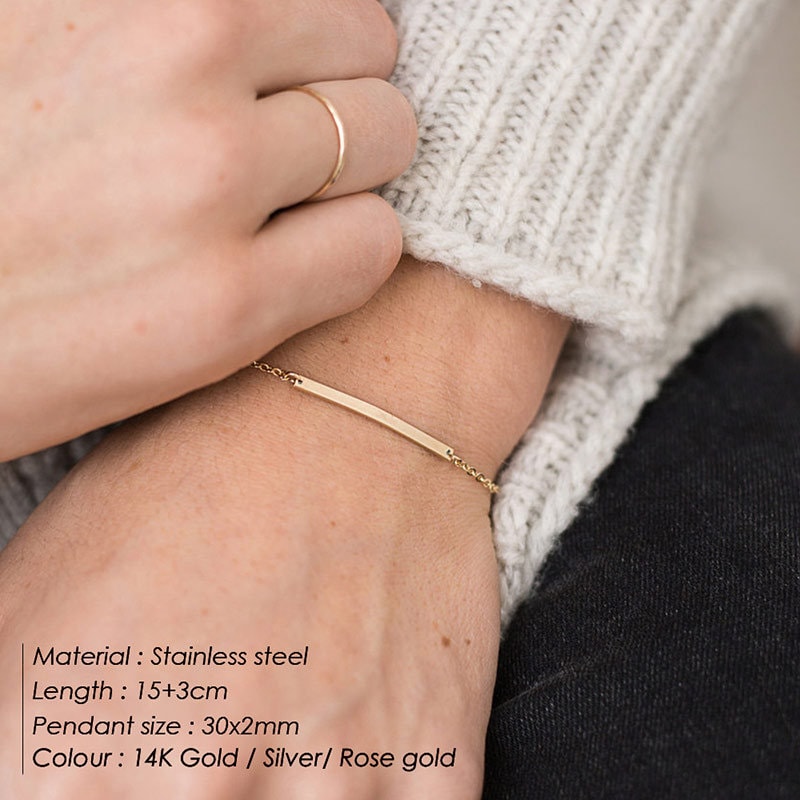 14k Gold plated Curved Skinny Bar Bracelet